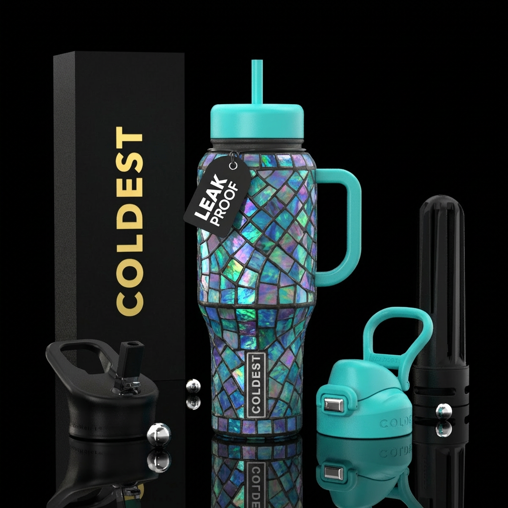 Opal mosaic water bottle design