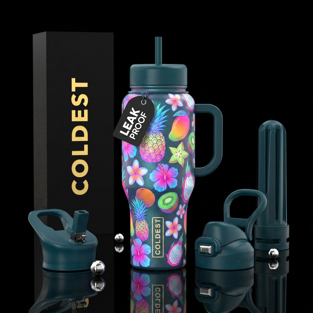 Neon fruit water bottle design
