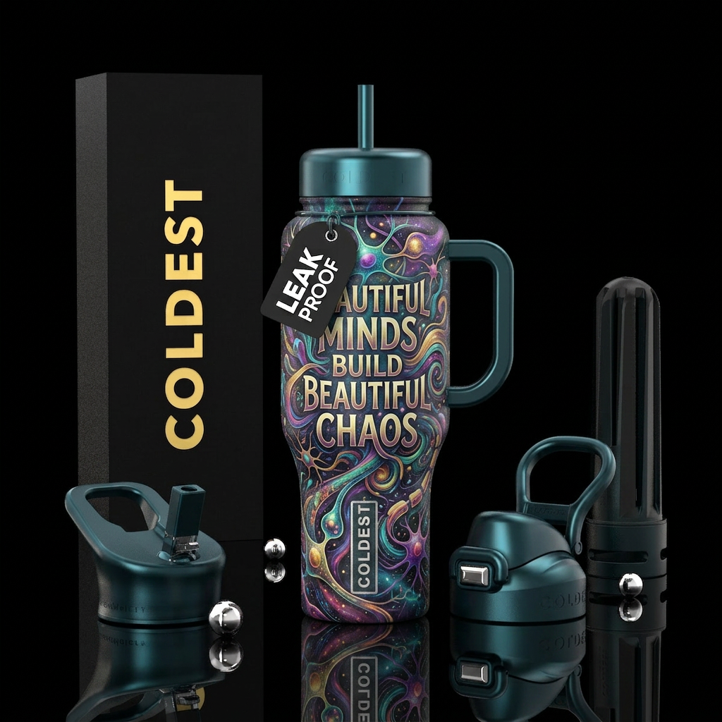 Beautiful chaos water bottle design
