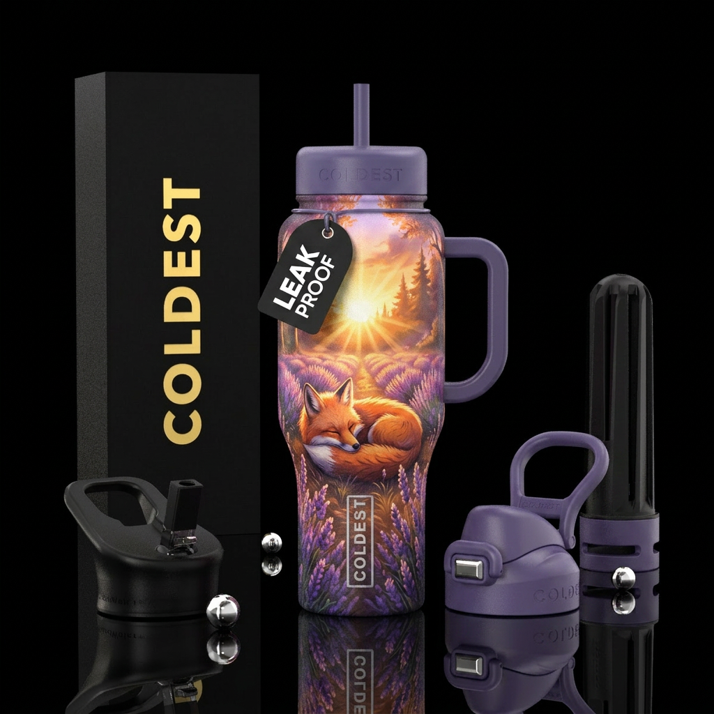 Enchanted fox dreams water bottle design