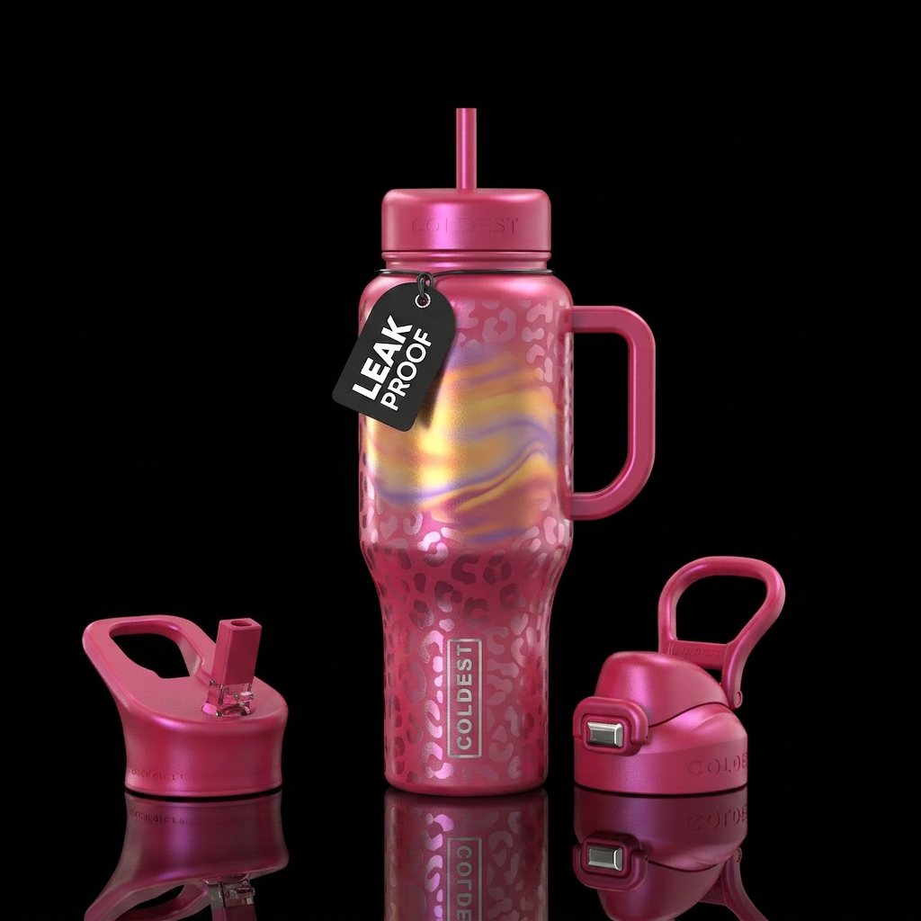 Rosie leopard sun water bottle design