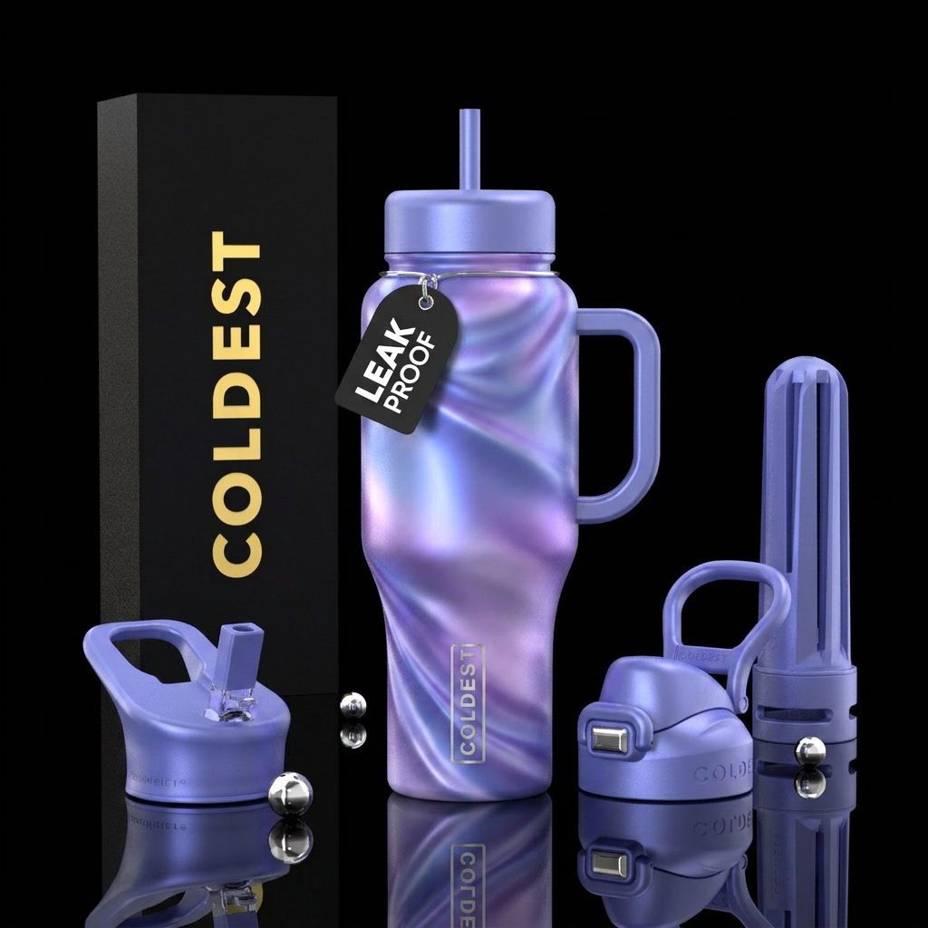 Silky periwinkle water bottle design