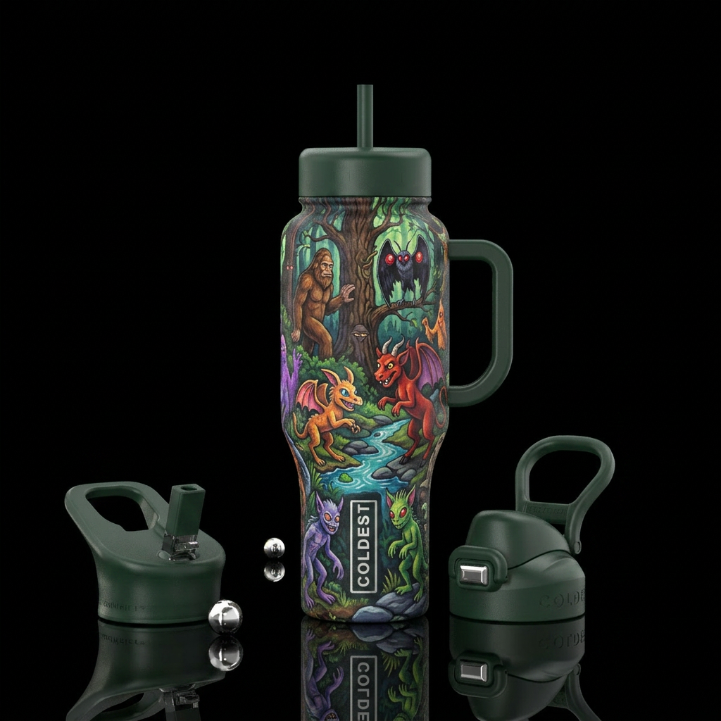 where the Cryptids live water bottle design