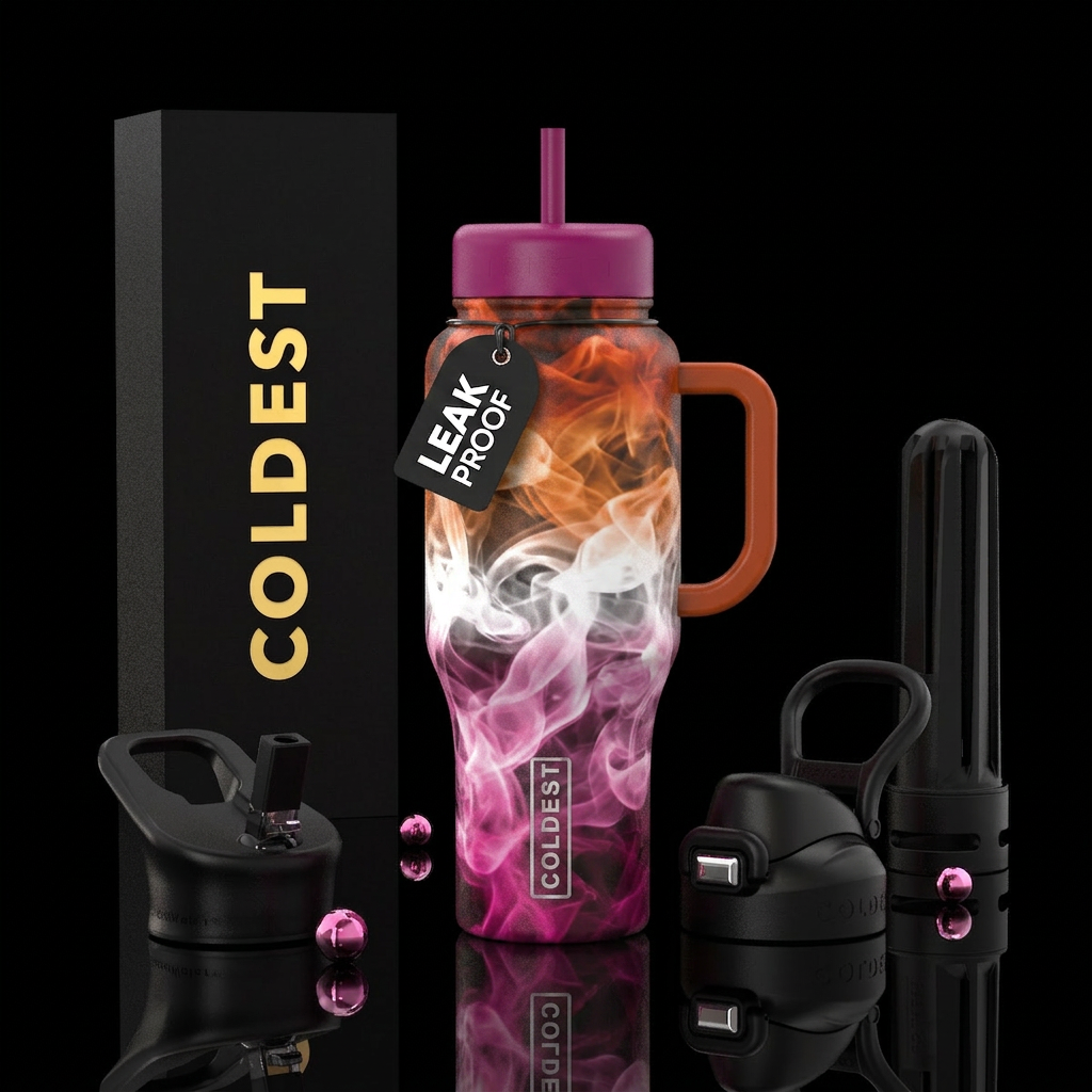 Smokey lesbian flag water bottle design