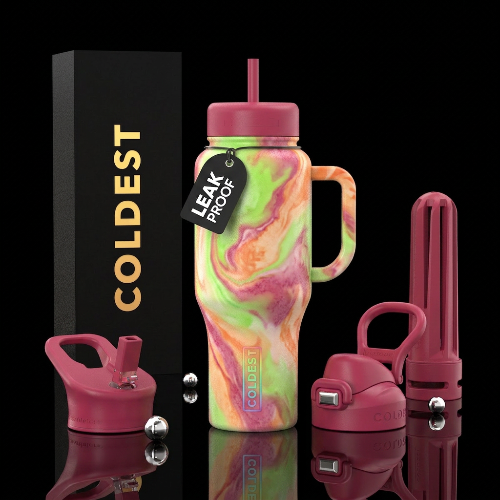 Rainbow sherbet water bottle design