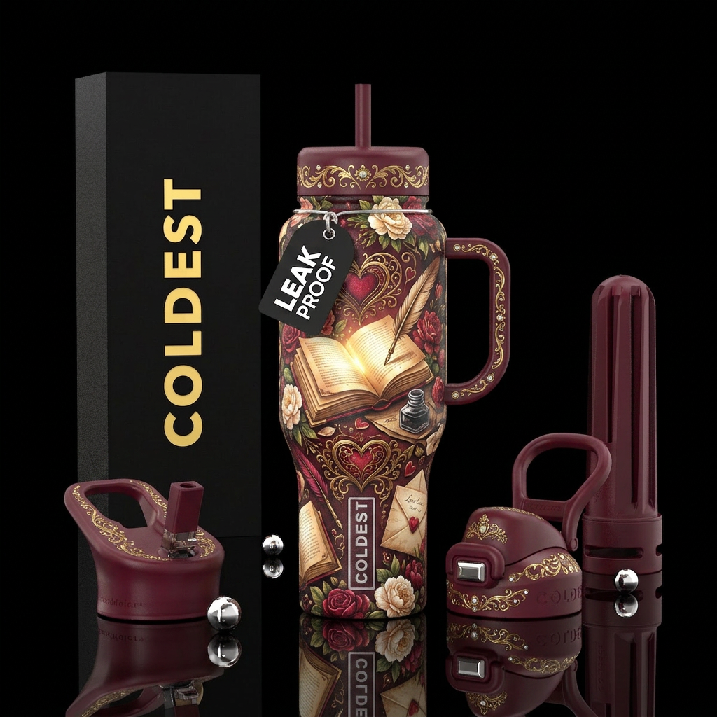 Romance book water bottle design