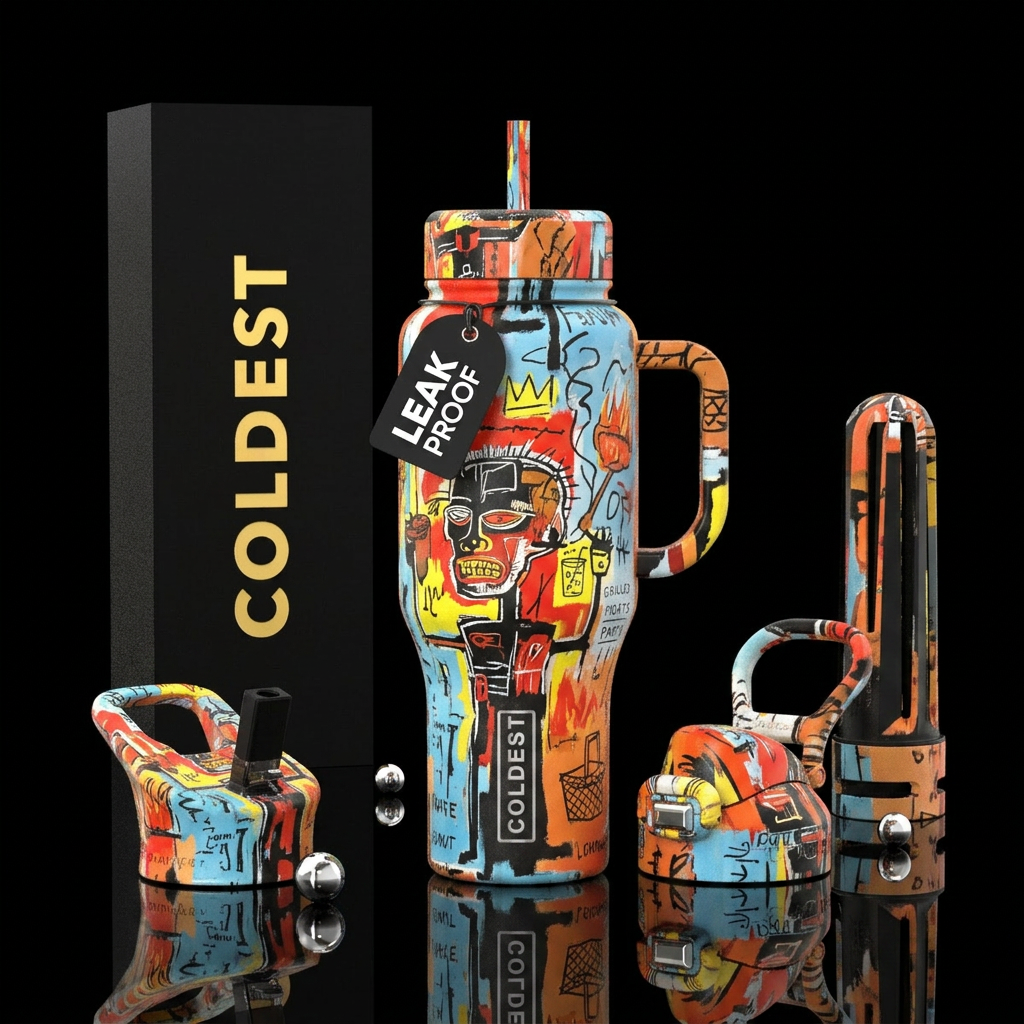 Jean-michel basquiat summertime cookout water bottle design