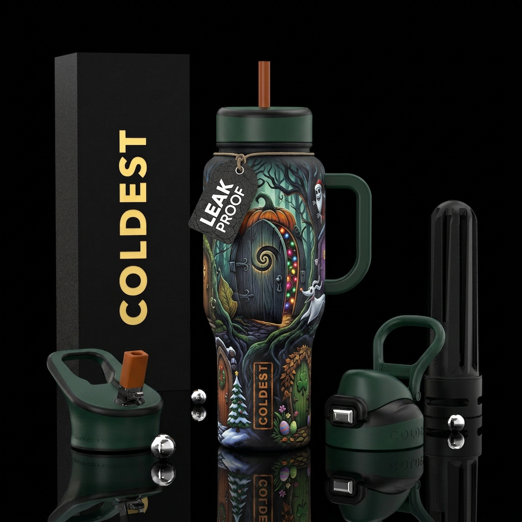 Nightmare before Christmas doors to the holidays i... water bottle design