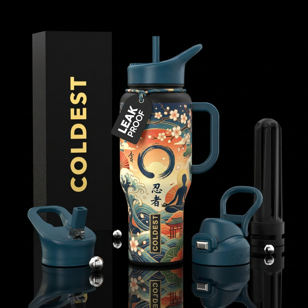 japanese,, meditative, organic, yoga water bottle design