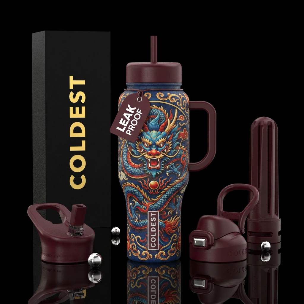 Chinese dragon water bottle design