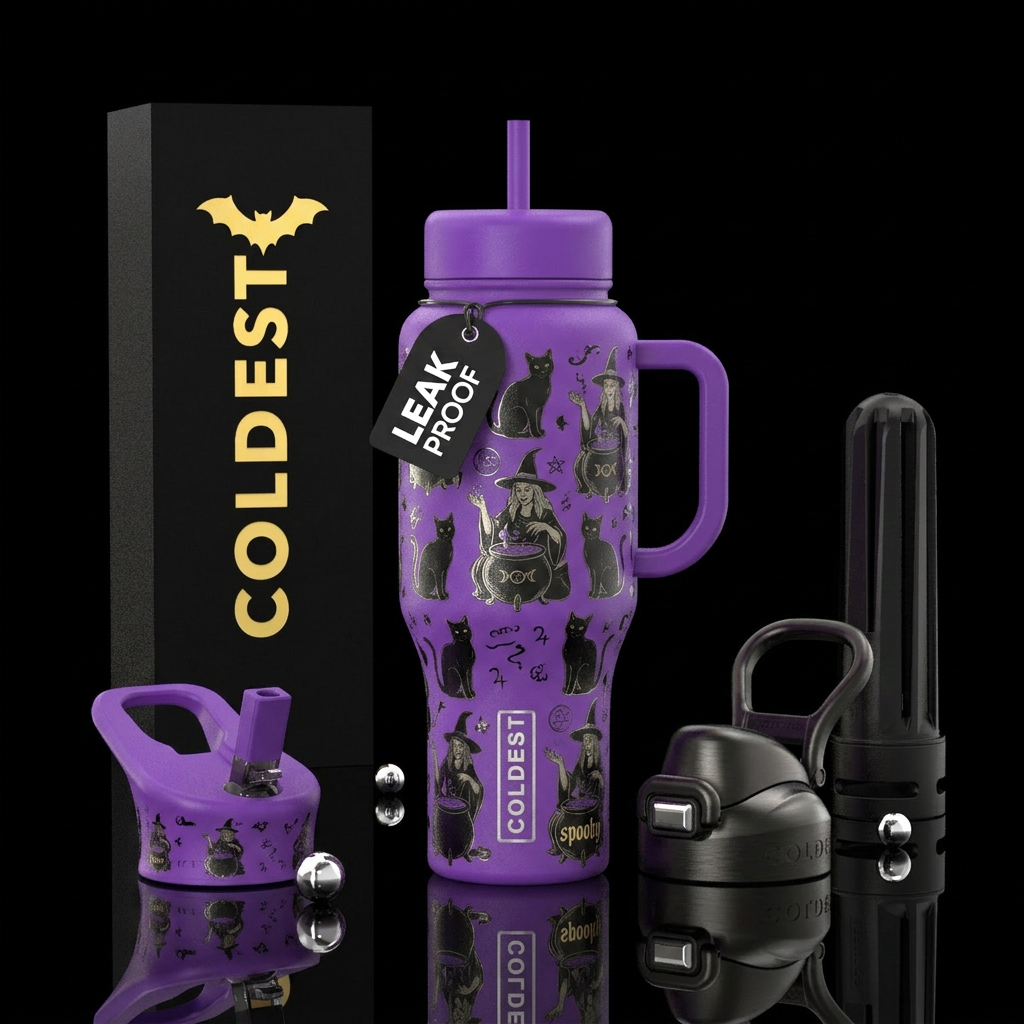 Witches Black cats water bottle design
