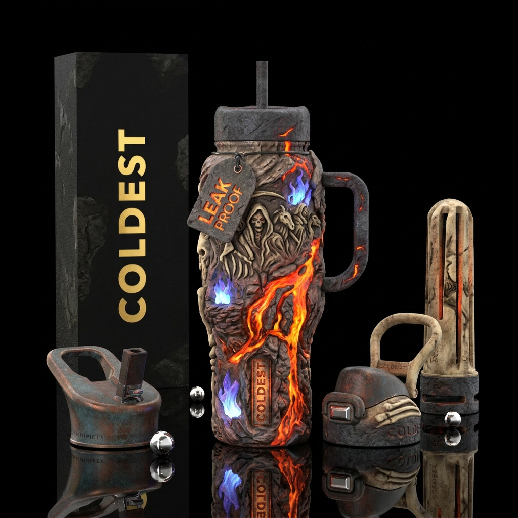 Death, neather world water bottle design