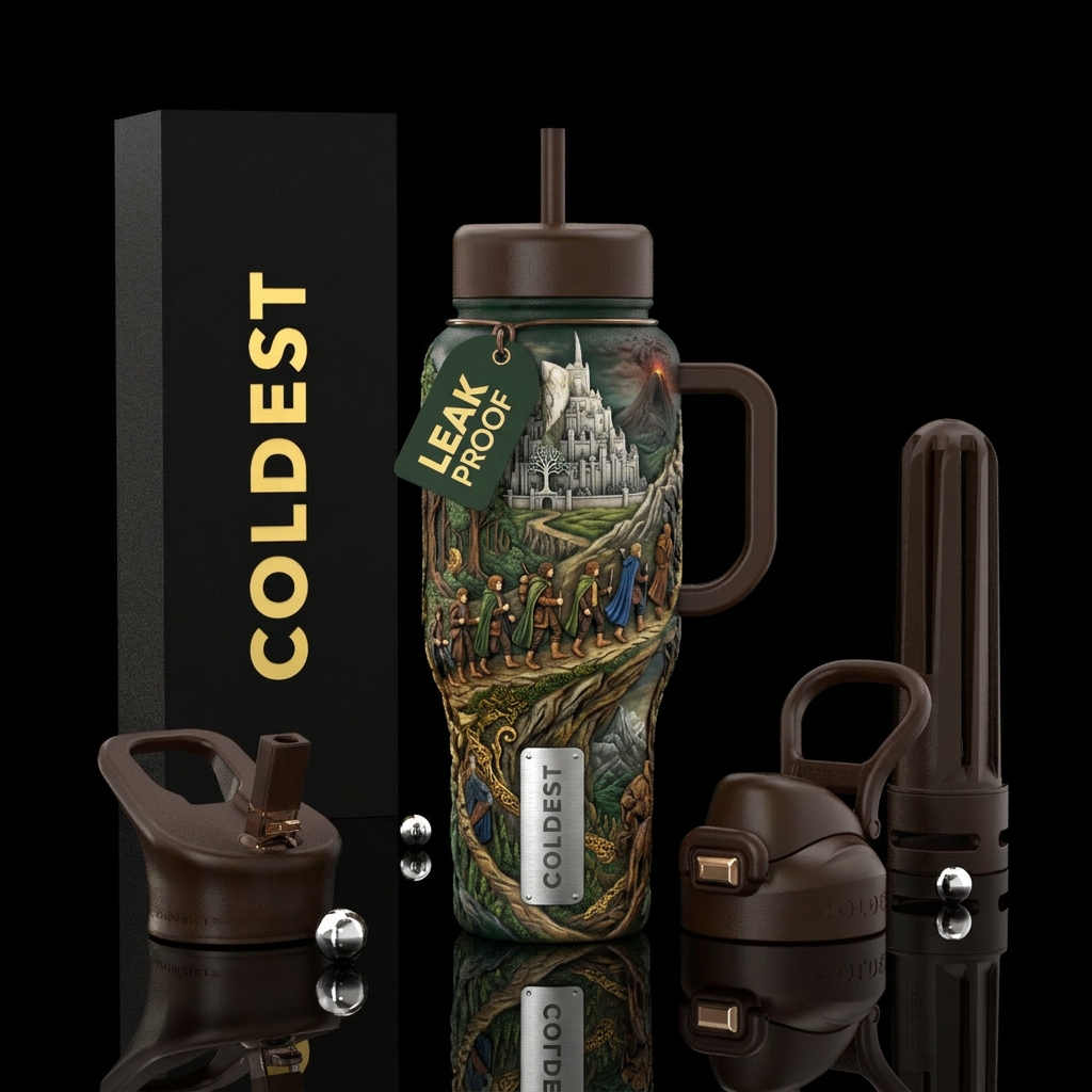 The fellowship of the ring water bottle design