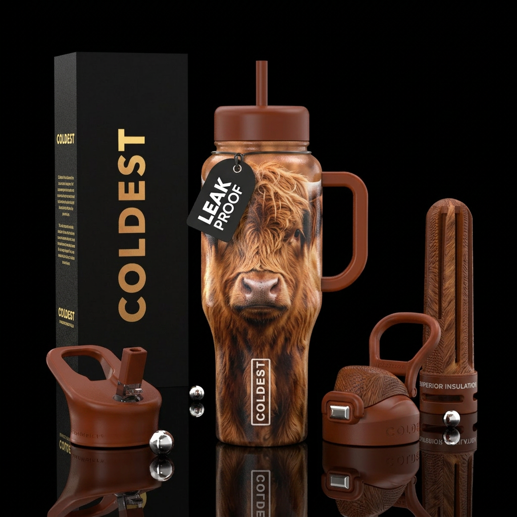 Highland miniature cow water bottle design