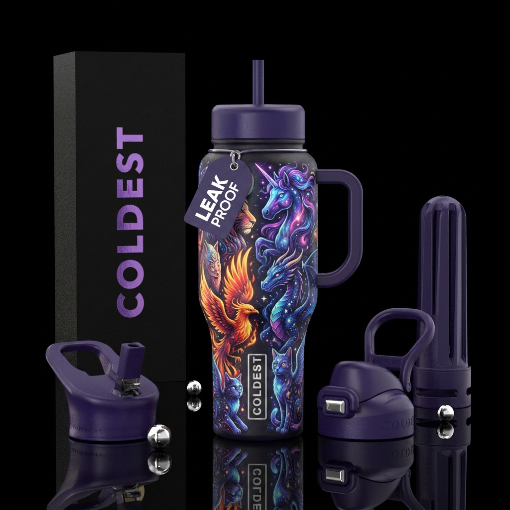Magical and mystical animals water bottle design