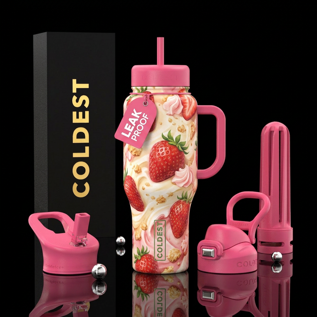 Strawberry shortcake, pink very girly water bottle design