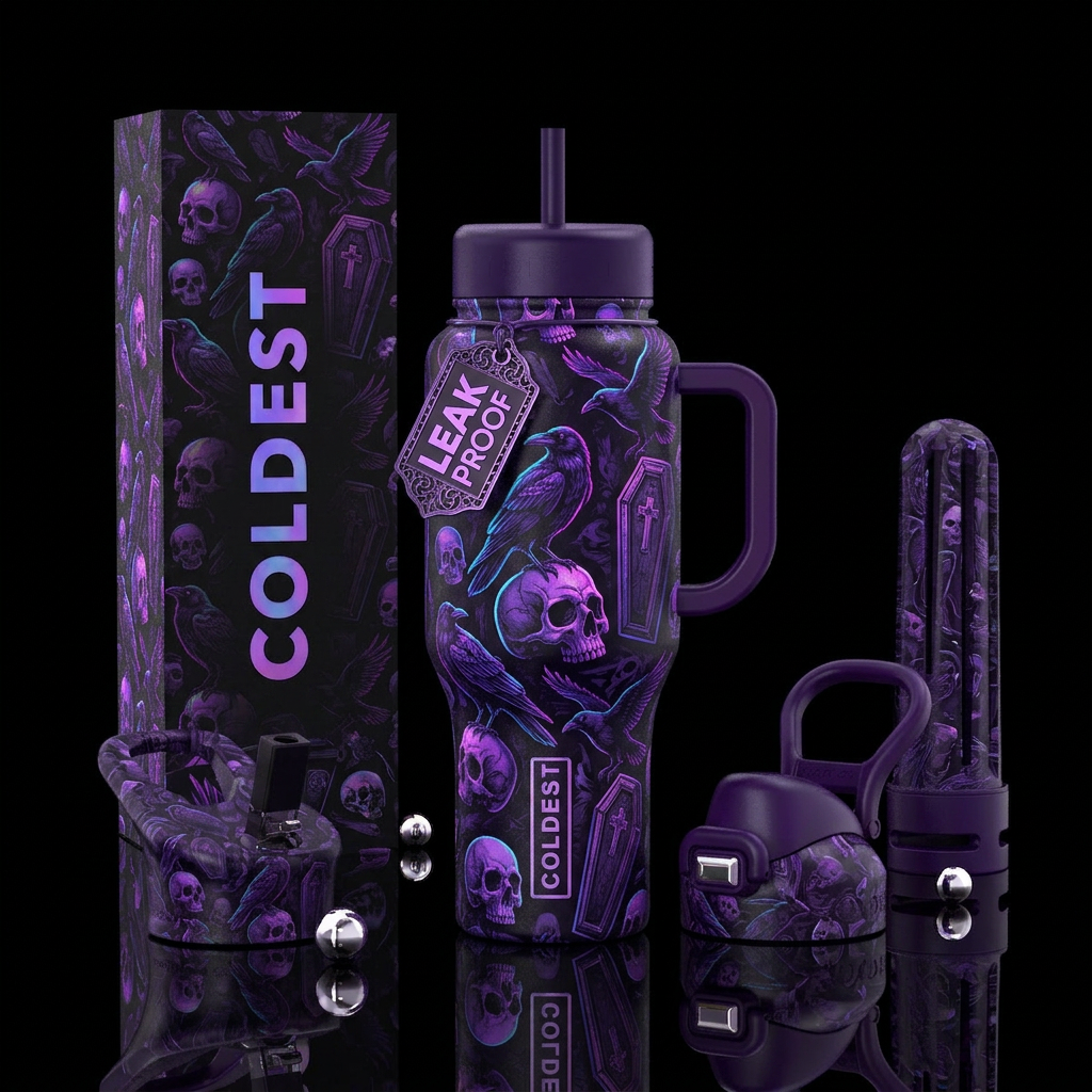 Coffins and skulls crows. Make it spookie with pur... water bottle design