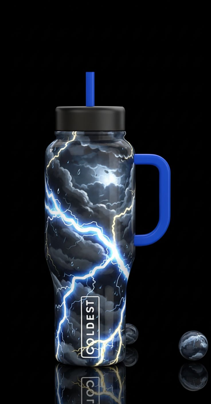 This should be a dark bottle design depicting A da... water bottle design