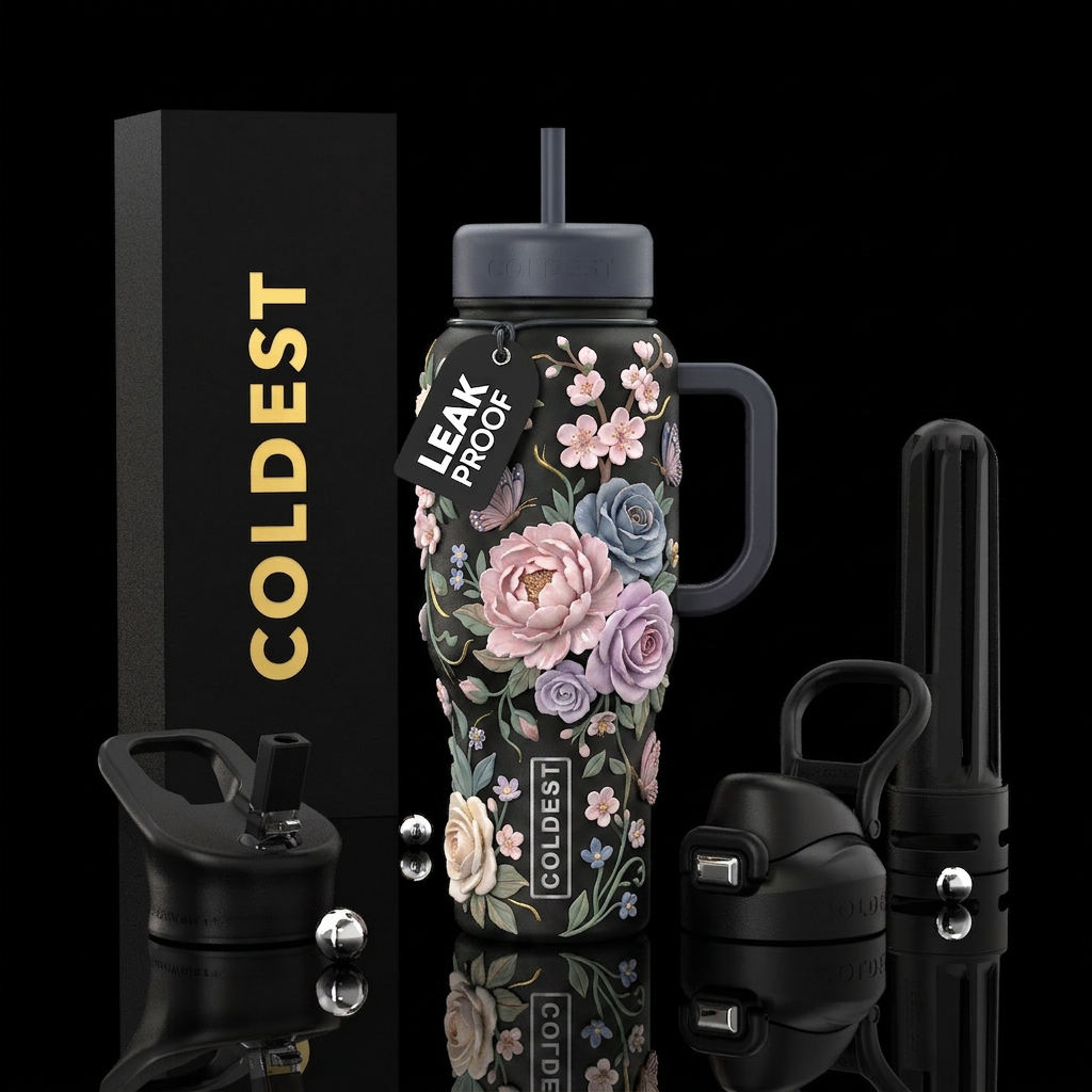 An artistic stainless steel water bottle wrapped i... water bottle design