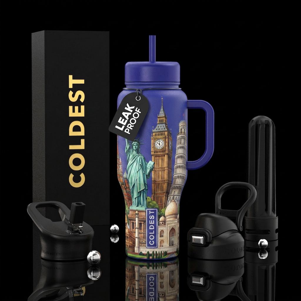 Make a fun design with a few famous monuments… let... water bottle design