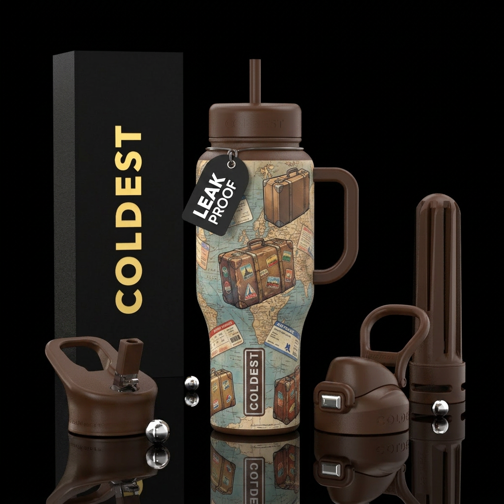 Have random sized suitcases floating around the de... water bottle design