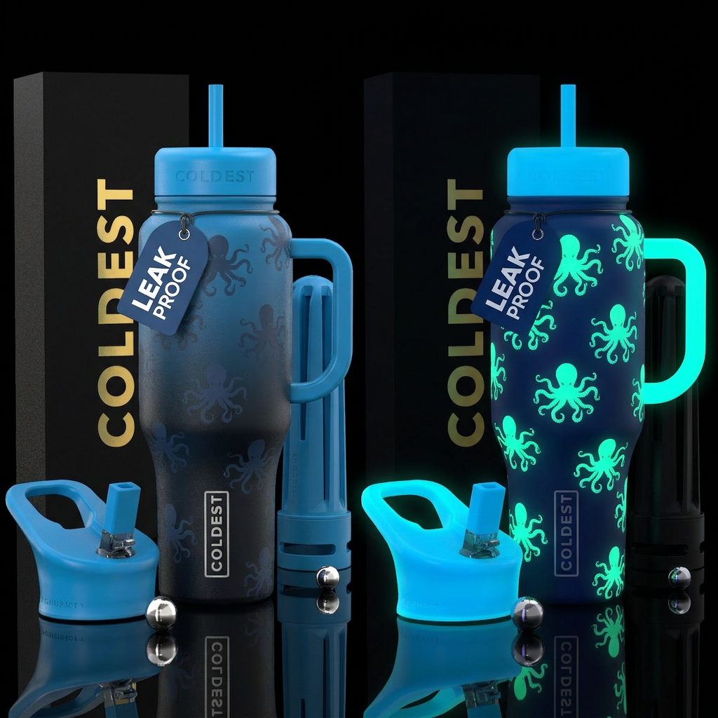 Glowie Octopus water bottle design