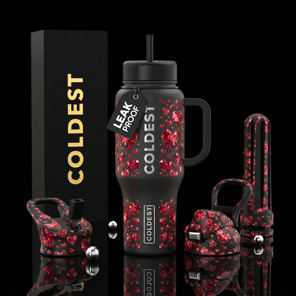 Hearts water bottle design