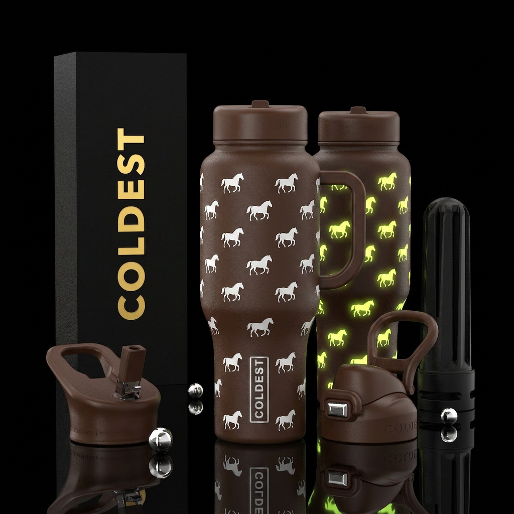 Glowie Horses water bottle design