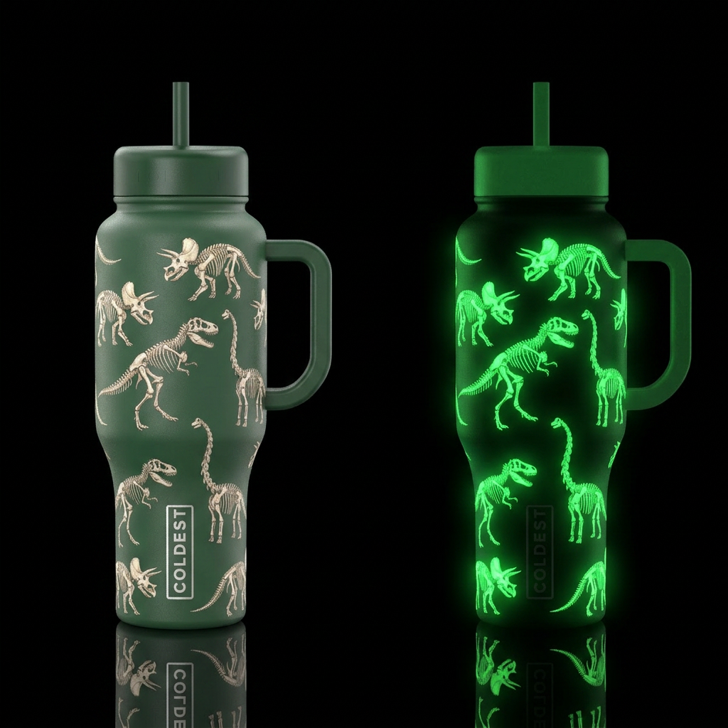 Glowie Dino water bottle design