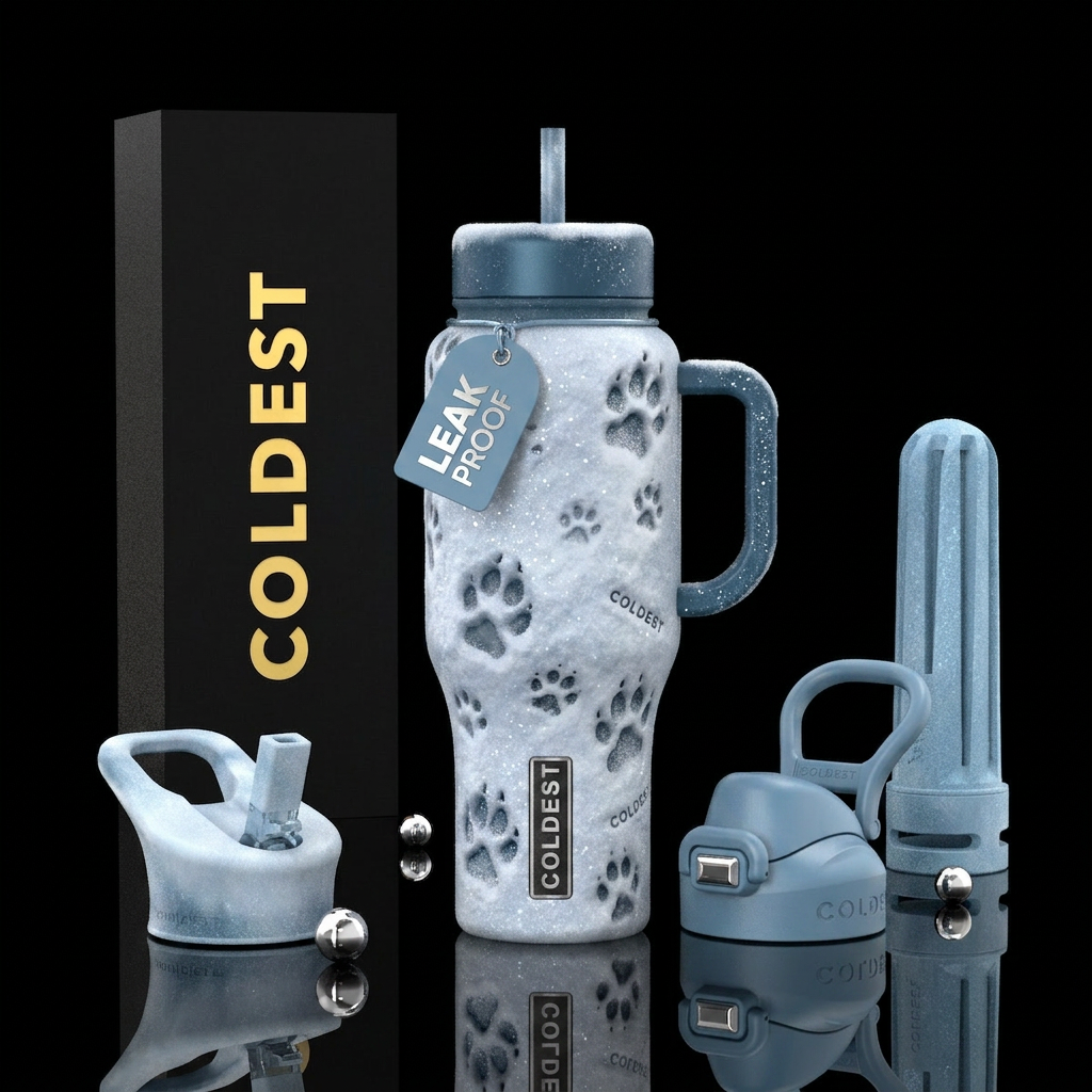 Snowy Paws water bottle design