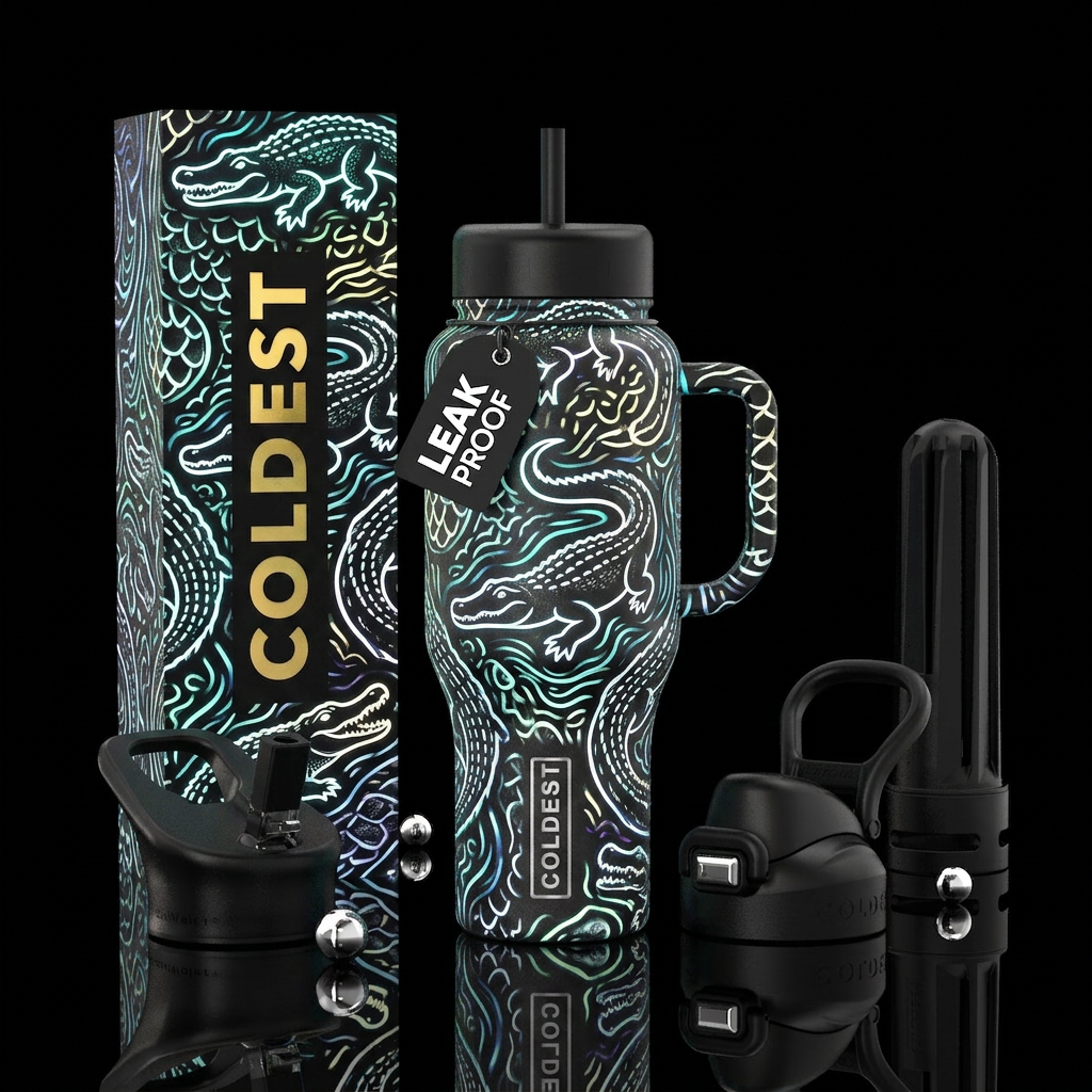 Glowie Gator water bottle design