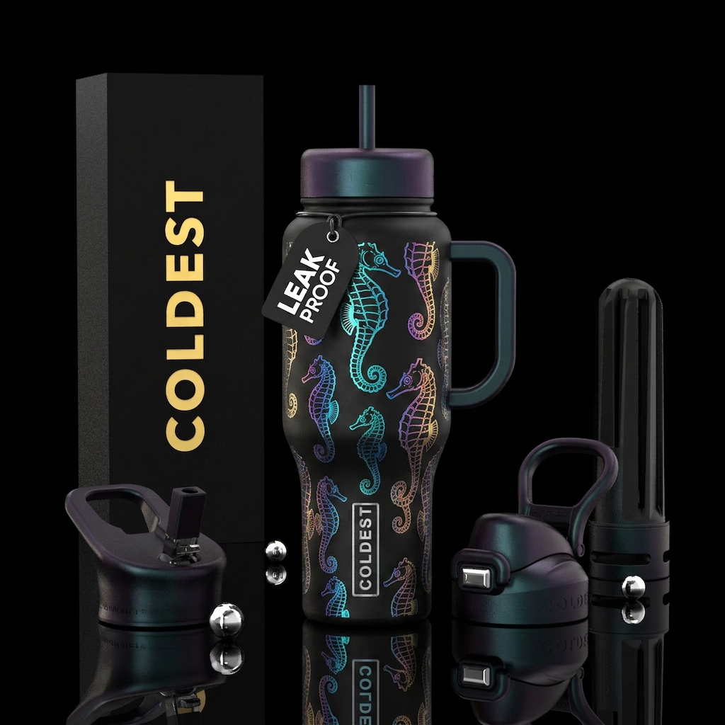 Moonlight seahorses water bottle design