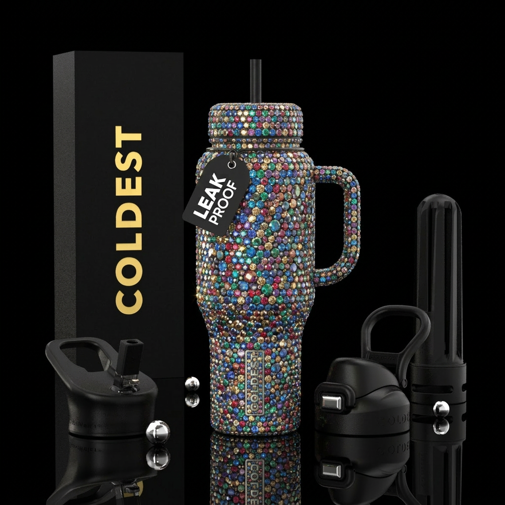 beautiul, sparkly, gemstone, shiny, sparkly, glowi... water bottle design