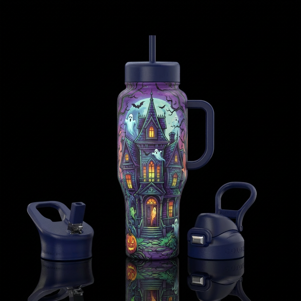 haunted mansion water bottle design