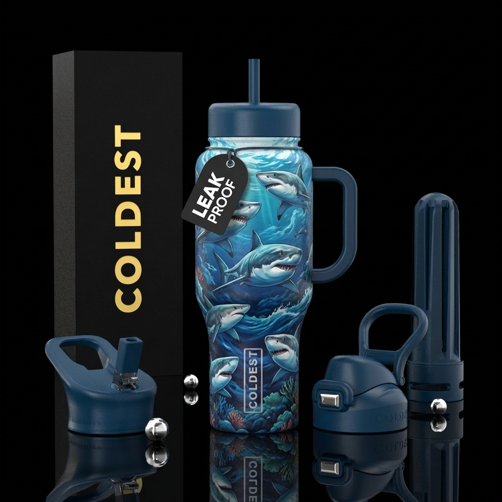 shark frenzy water bottle design