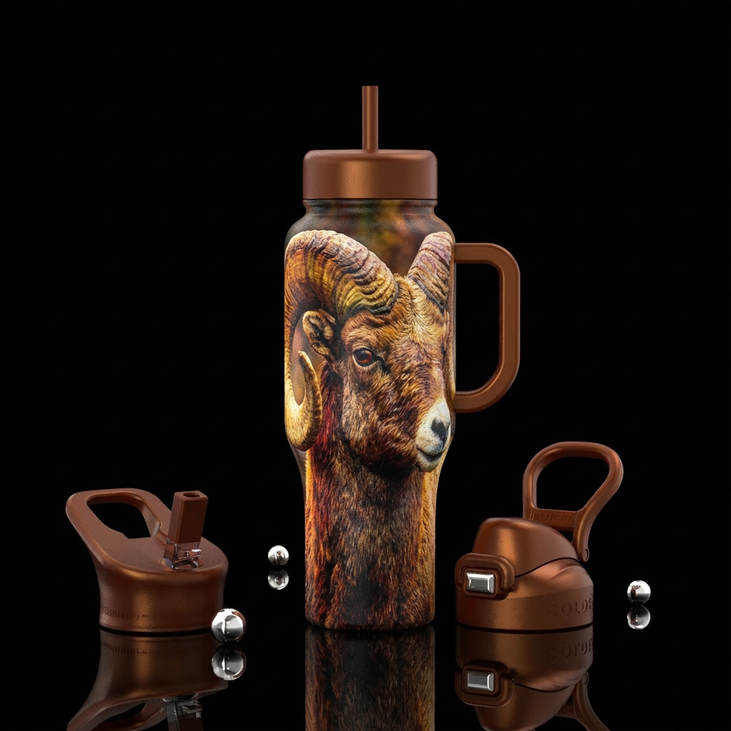 real life rams head water bottle design