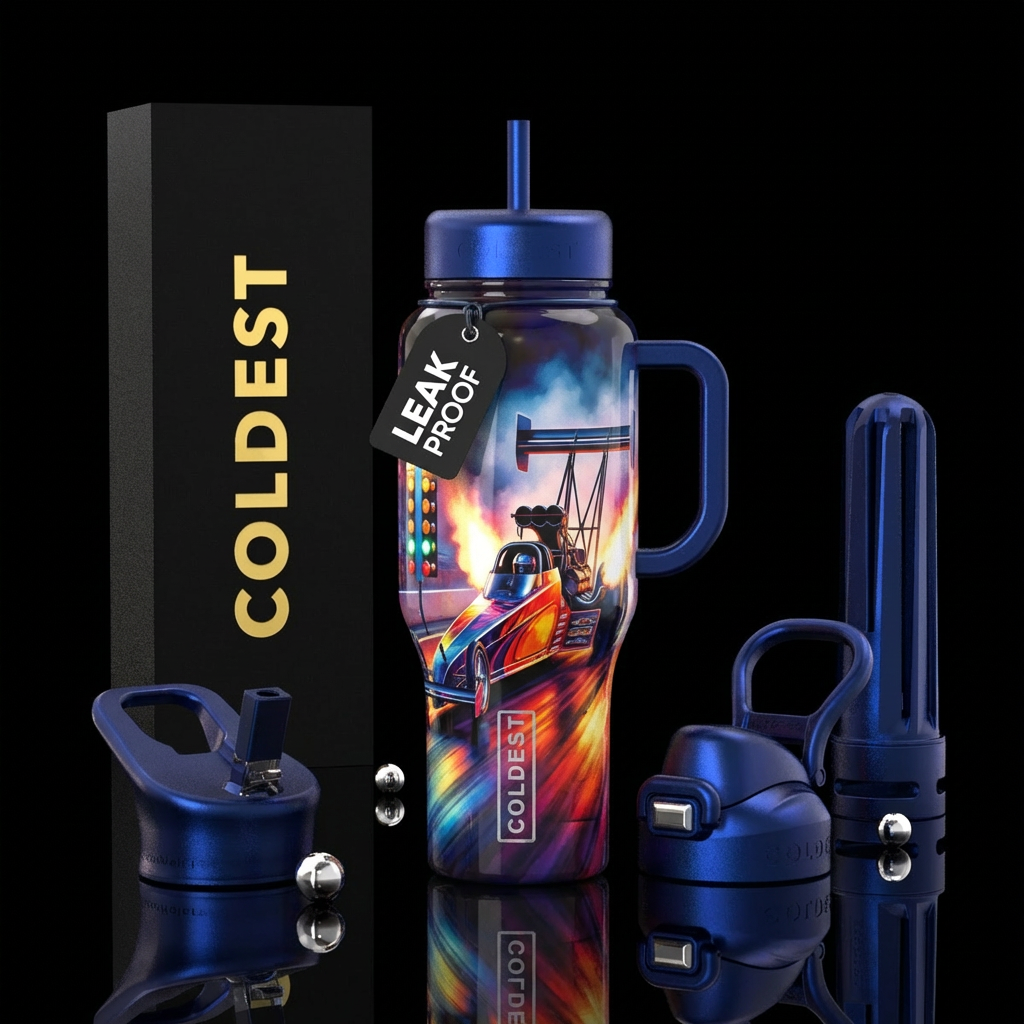 dragster at lights water bottle design