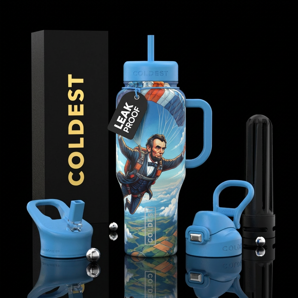 abraham linclon sky diving water bottle design