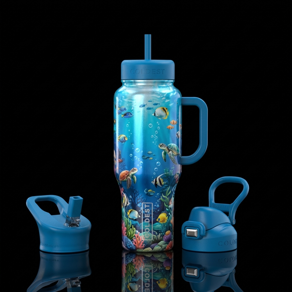 all sea creatures in the ocean water bottle design