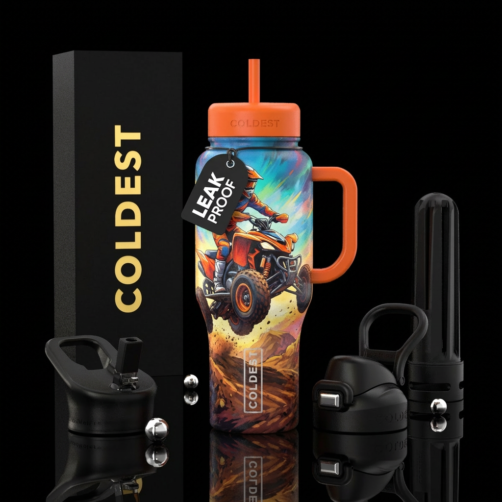 racing atv jumping water bottle design