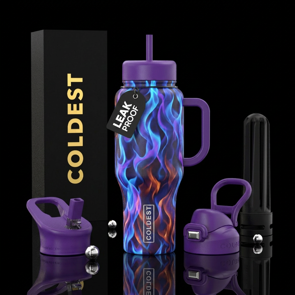 glowie flames water bottle design