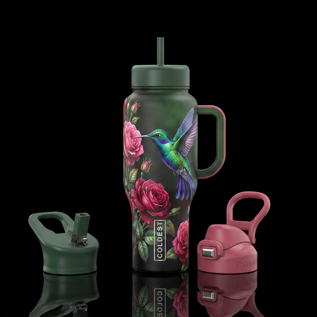 Momma's Hummingbird water bottle design