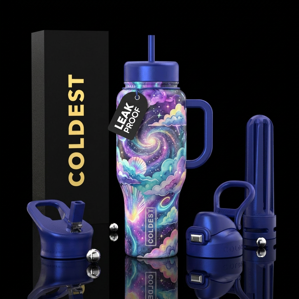 Neon nova,, valley, underwater, irridescent, water... water bottle design