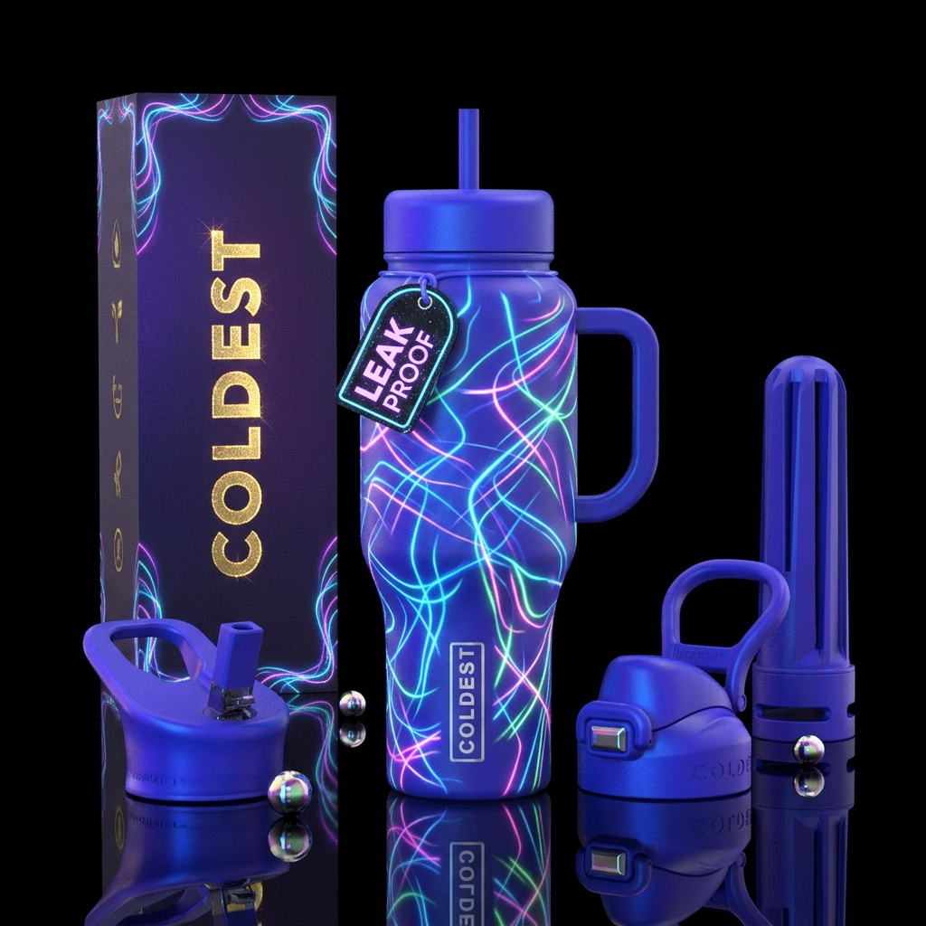 Glowie retro waves water bottle design