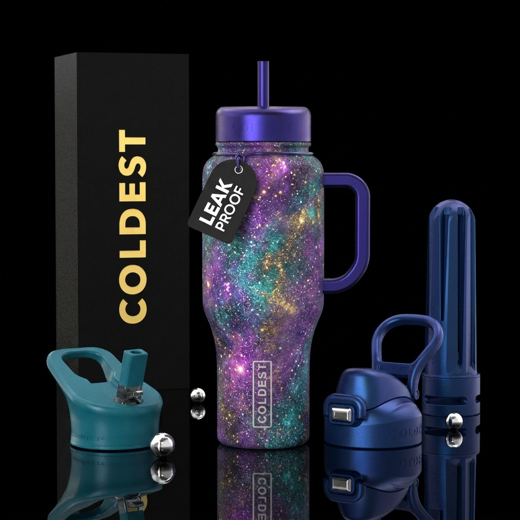 sparkly, beautiul, vibrant, fantasy, artistic water bottle design
