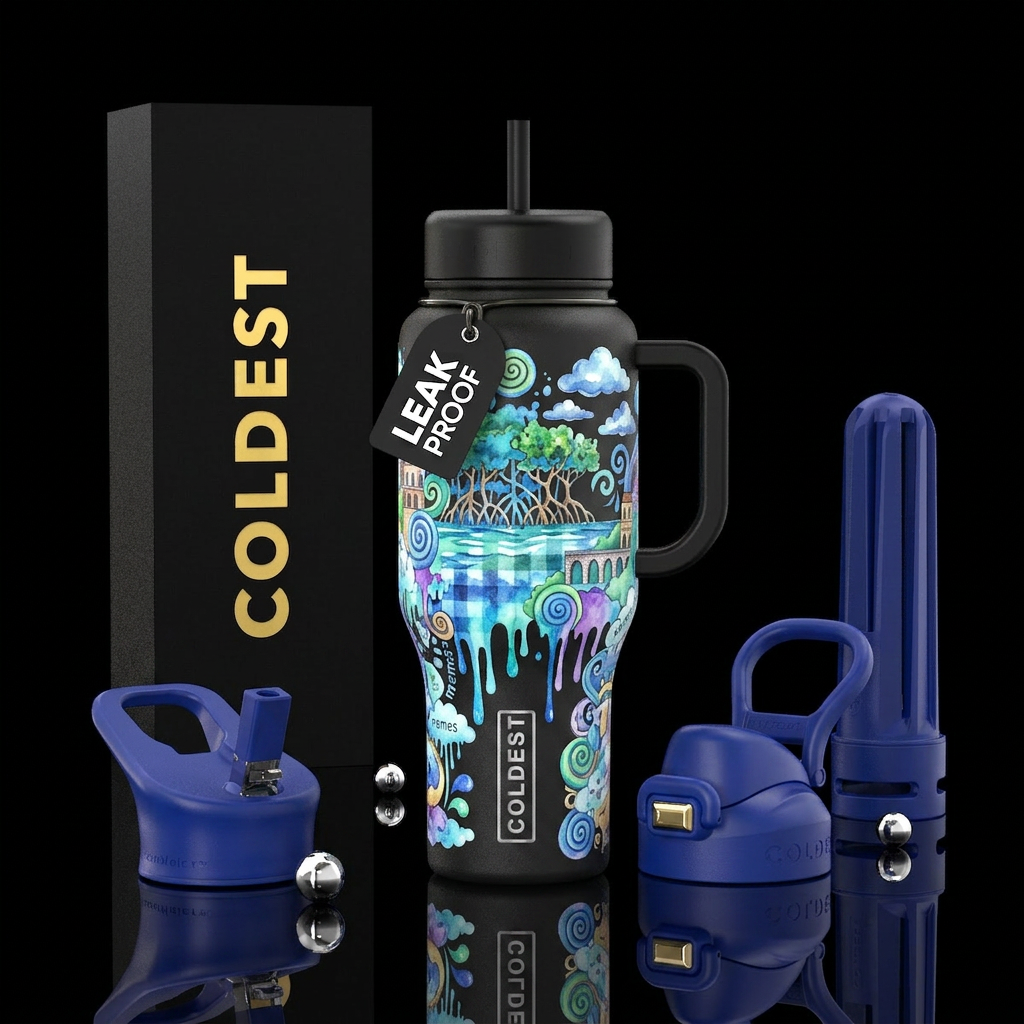 screen print, buffalo check, mangrove, whimsical, ... water bottle design
