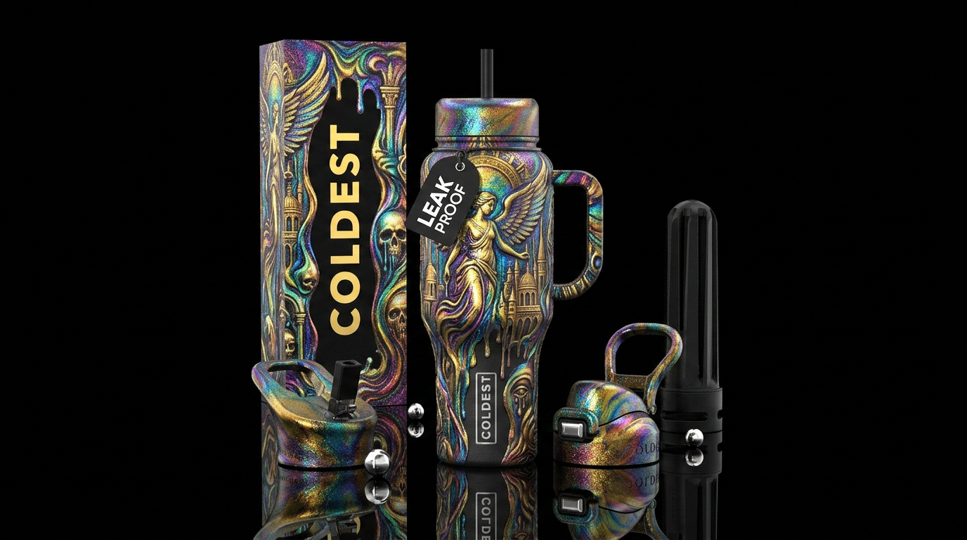 meme, abstract, dripping, shiny, sparkly, inbued, ... water bottle design