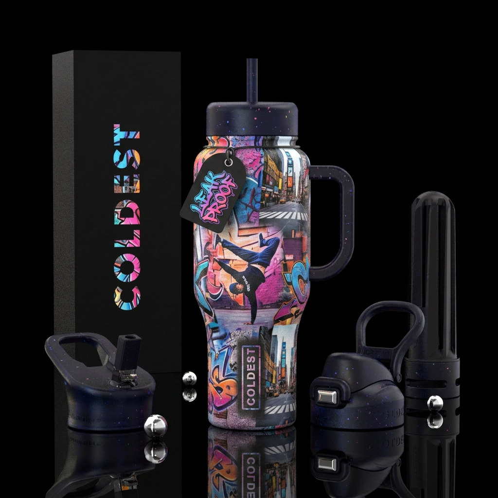 Breakdance,graffiti,streets,new york water bottle design