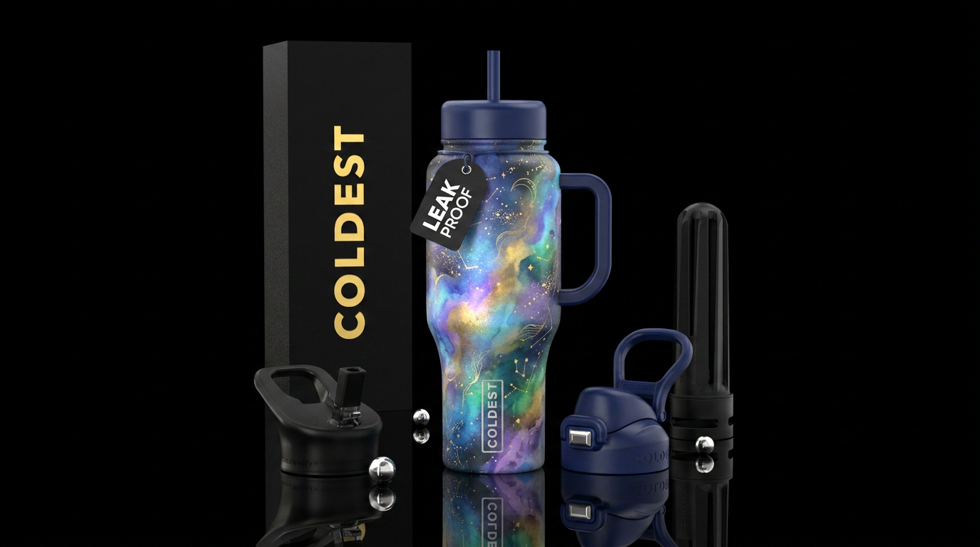 celestial, lineart, foggy morning, inbued, irrides... water bottle design