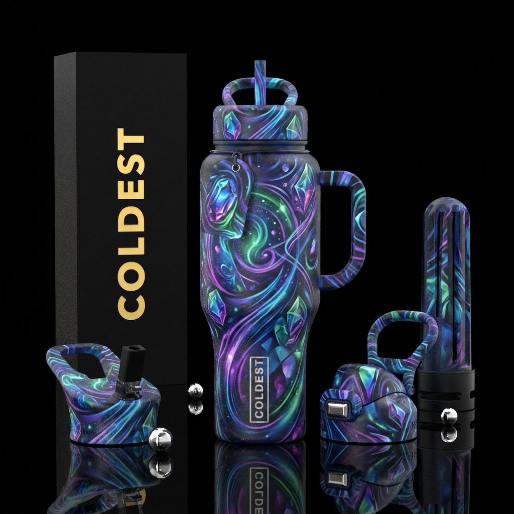 warp speed, glowie, abstract, swirls, gemstone, dr... water bottle design